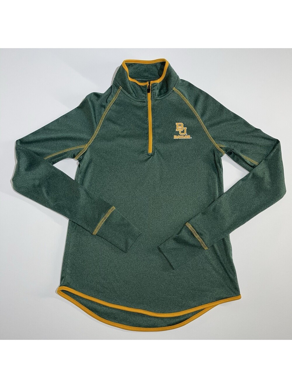Baylor University Women’s 1/4 Zip Green Long Sleeve Shirt Colosseum Size Small